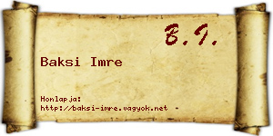 Baksi Imre névjegykártya